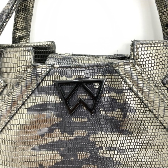 Kelly Wynne Exotic Leather Cheers To Me Mini Tote Bag in Black Metallic